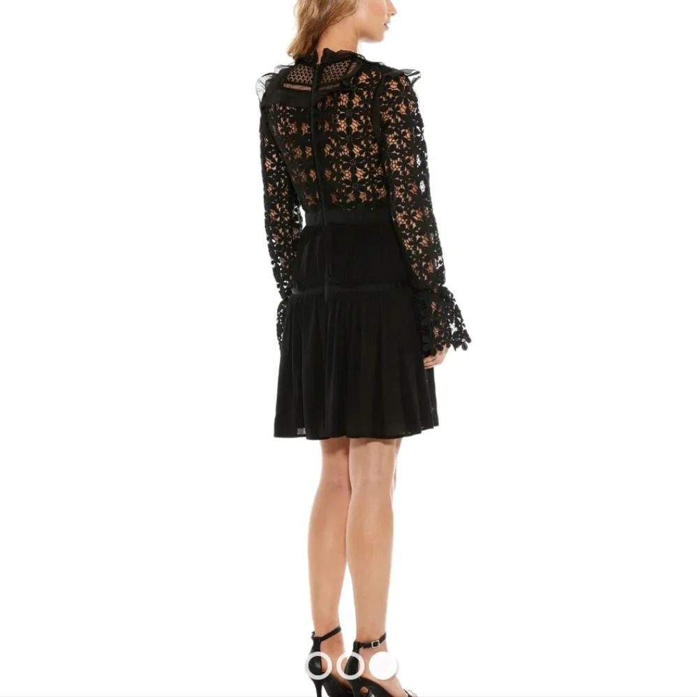 Reds Hall Black Adeline Lace Up Pleated Dress Size Women's Small NEW - Picture 3 of 16
